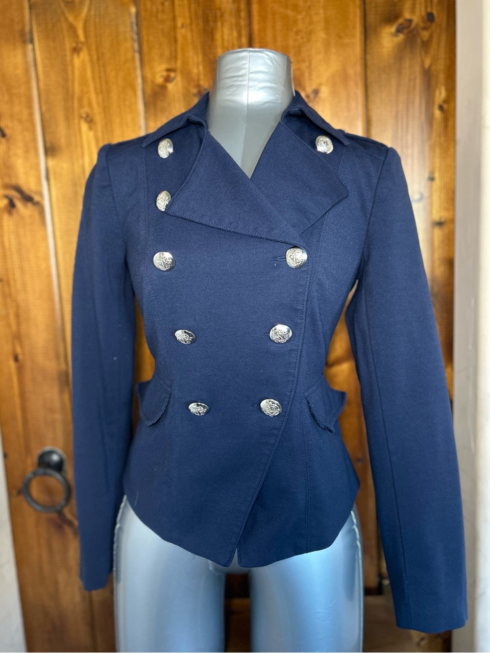 Double-Breasted Navy Military-Style Women's Jacket